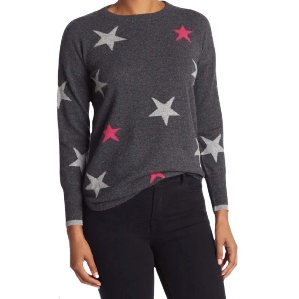 Philosophy Gray with Stars 100% Cashmere Sweater Size XS